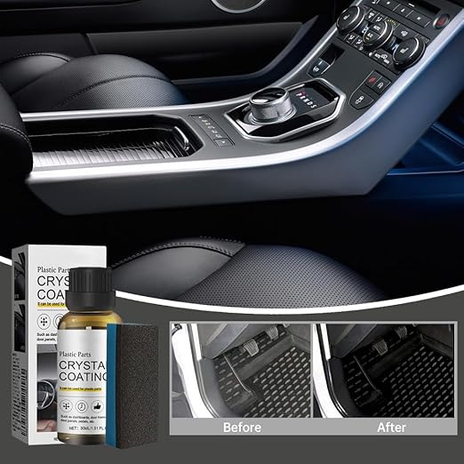 2025 Upgrade Crystal Coating for Car, Plastic Parts Crystals Coating, Plastics Parts Crystal Coating Plastic Restorer with Spong, Long Duration Refurbish Coatings Agent for Automotive Plastics (4Set)
