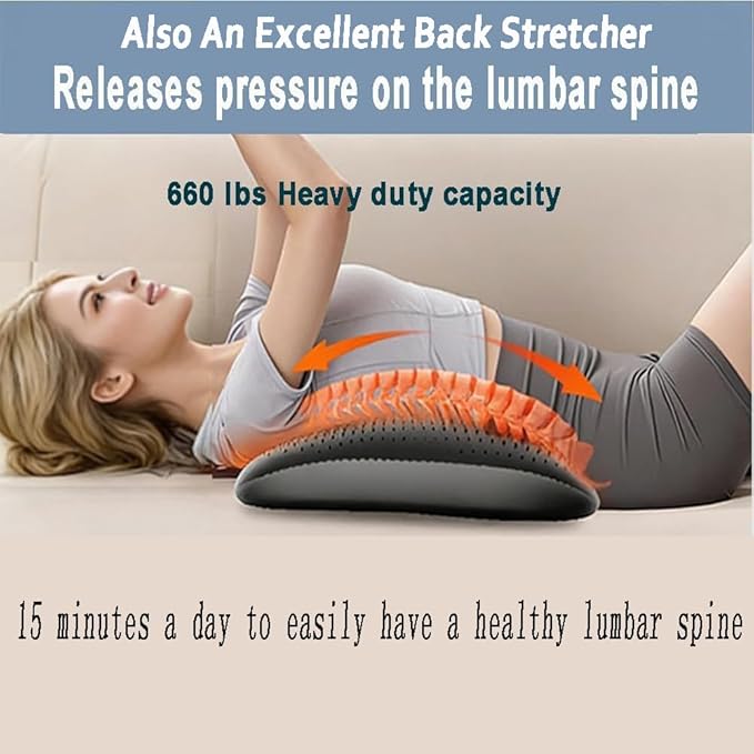 Lumbar Support Pillow, Inflatable Rubber Lumbar Pillow for Lower Back Pain Relief - Car Back Cushion for Driving - Lumbar Support for Car-Office Chair, Massage Points, Adjustable Firmness, Black