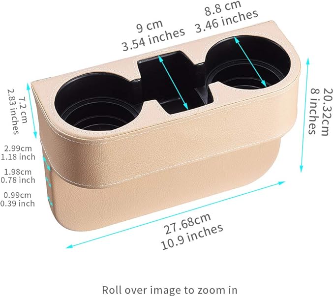 BEIGE Multifunctional Car Cup Holder Car Seat Organizer Gap Filler Bottle Phone Storage Organizer
