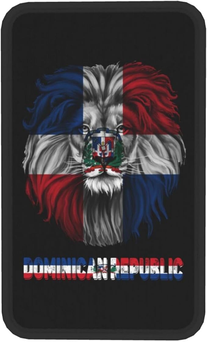 Vintage Dominican Republic Flag Lion Head Auto Center Console Armrest Cover Car Handrail Box Cushion Pad Mat Universal Fit Most Vehicle Sedan Truck SUV Soft Comfort Decor Accessories