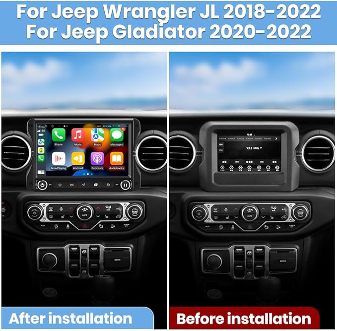 Android 13 Car raido for Jeep Wrangler JL & Gladiator JT 2018-2022, Qualcomm [4GB+64GB] 10 inch Touch Screen Jeep Stereo with Wireless Carplay & Android Auto, GPS/AM/FM/5G WiFi/USB/Bluetooth 5.0/ LTE
