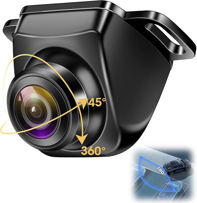 【Upgrade 180°Wide Angle】 Backup Camera AHD 1080P Back up Camera for Cars Super Night Vision 360° Rotatable Front/Side/Rear View Camera IP69K Waterproof Reverse Camera No-drillling Install