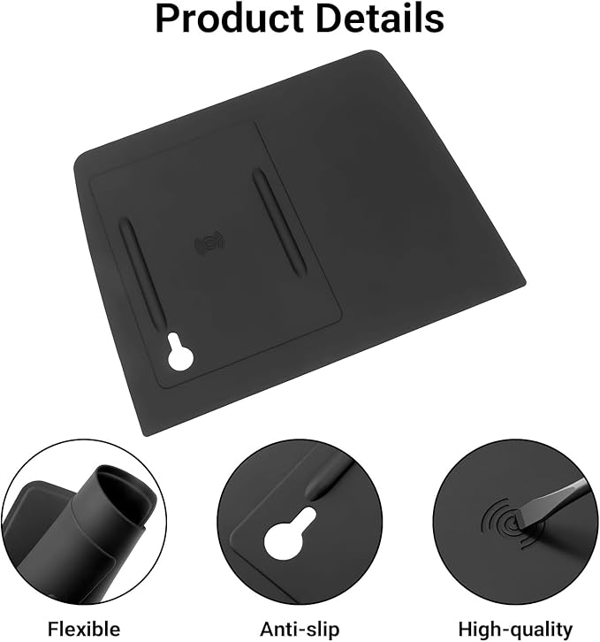 YOJOJOCO Wireless Charging Anti-Slip Mat Compatible with Honda 2023-2026 Pilot & 2026 Passport Accessories Wireless Charging Mat with Indicator Light Port Center Console Liner Black Silicone Material