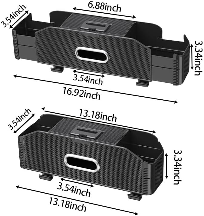 Back Seat Car Organizer,4 in 1 Multifunctional Car Back Seat Storage Box with Trash Can Drink Cup Holder Tissue Box, for Hold Phone,Snacks, Drinks, Handbag-Grid