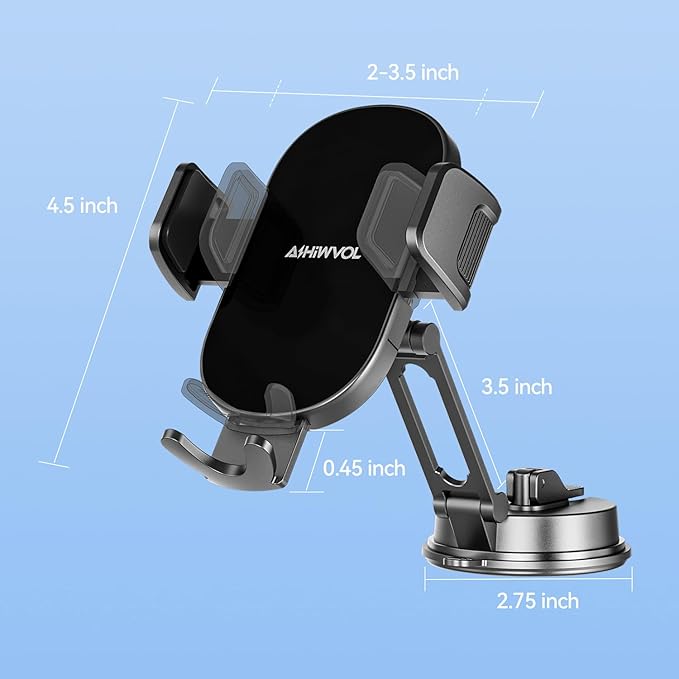 Universal Vacuum Phone Holders for Your Car [360° Rotation Metal Holder] Upgraded Suction Cup Phone Mount for Car/Tesla/Mirror/Wall, Foldable Tesla Phone Mount for All Phones and Thick Cases
