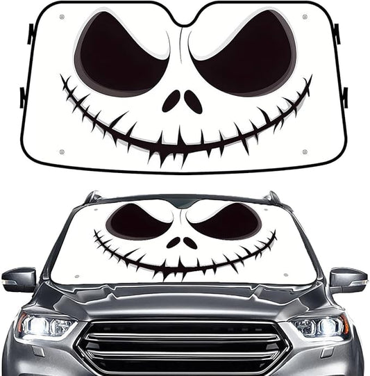 GENANY Nightmare Skellington Sun Shade for Car SUV Truck (55x30 Inches),Sun Shade Windshield, Shades for Front Windows, Horror Sunshade for Car Windshield, Protector Blocks UV