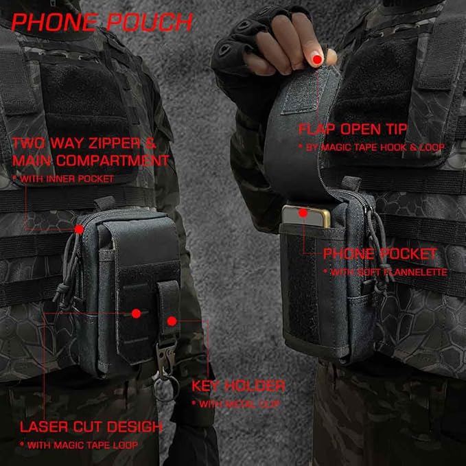 Molle Seat Back Organizer with 5 Pouches, Tactical Seat Covers, Molle Tactical Vehicle Organizers Panel Car Seat Covers Protector for Truck