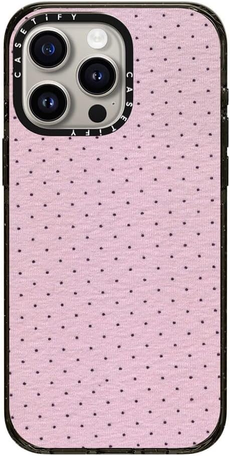 CASETiFY Impact iPhone 15 Pro Max Case [Slim/Compatible with Magsafe / 8.2 ft. 4X Military Grade Drop Protection] - Abstract Pink Purple Polka dots - Clear Black