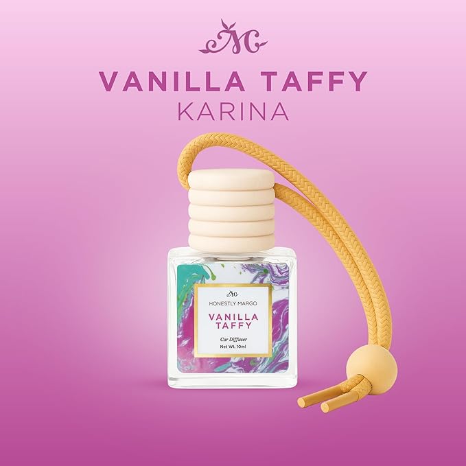 Honestly Margo Vanilla Taffy Car Diffuser Air Freshener (0.34 Fl Oz, Pack of 1) – Stylish Scent Diffuser with Perfume – Must-Have Essentials for Women, Car Fresheners Long Lasting for a Fresh Drive