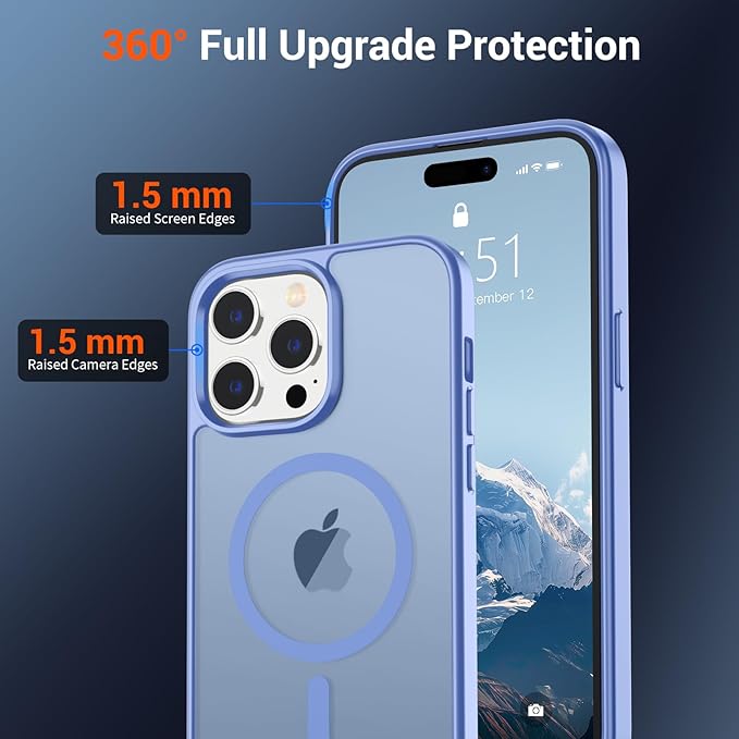 SUPFINE Magnetic for iPhone 14 Pro Max Case (Compatible with MagSafe) (Military Grade Drop Protection) Slim Translucent Matte Shockproof with Anti-Fingerprint Phone Case,Blue Purple