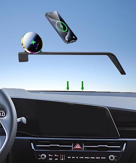 Car Phone Holder for Kia NIRO/NIRO EV/NIRO Hybrid 2023 2024 2025 Accessories 15W Fast Wireless Charger Screen Fixed Clip HandsFree Cell Phone Mount 360° Rotation (10.25 Inch)