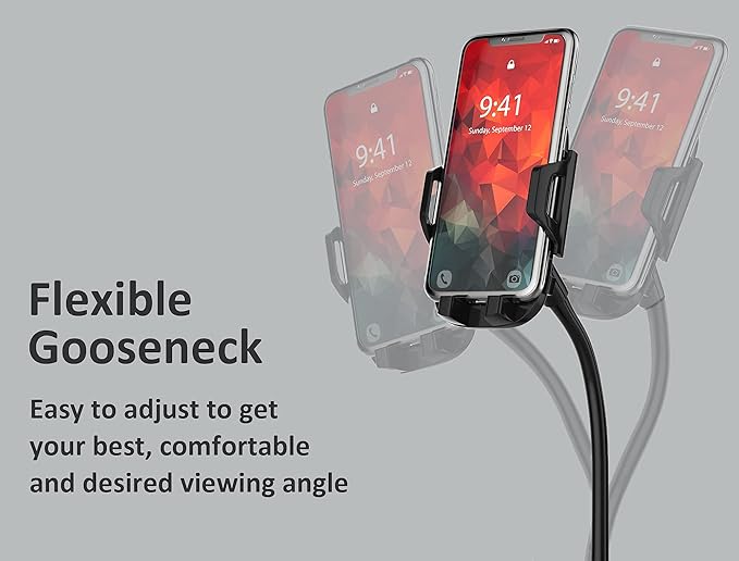 Dual Phone Holder for Car Cup Holder – Long Flexible Neck, 360° Rotatable Car Phone Mount - Adjustable Cell Cup Holder, Universal Size Fits 2 iPhone, Samsung, GPS and More (Cradle)