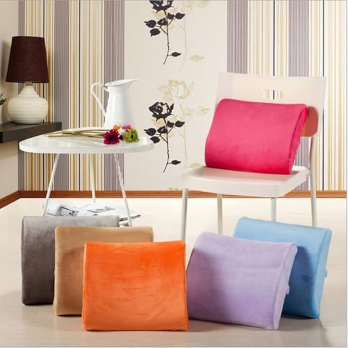 Bookishbunny Comfortable Ergonomic Memory Foam Back Lumbar Support Cushion for Chairs Car Office Home with Removable Soft Velvet Cover (Light Blue)