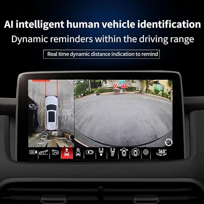 BY-J 360 Degree Bird View Surround System, 1080P Car DVR Recording Panoramic View, All Round Rear View Camera with AI Intelligence, for Car, SUV, Van Vehicles