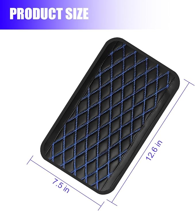 Car Center Console Cover, Scratch-Resistant Leather Vehicle Armrest Seat Storage Box Protector Cushion, Comfortable Automotive Interior Armrest Pad Mat, Universal Fit (Black/Blue)