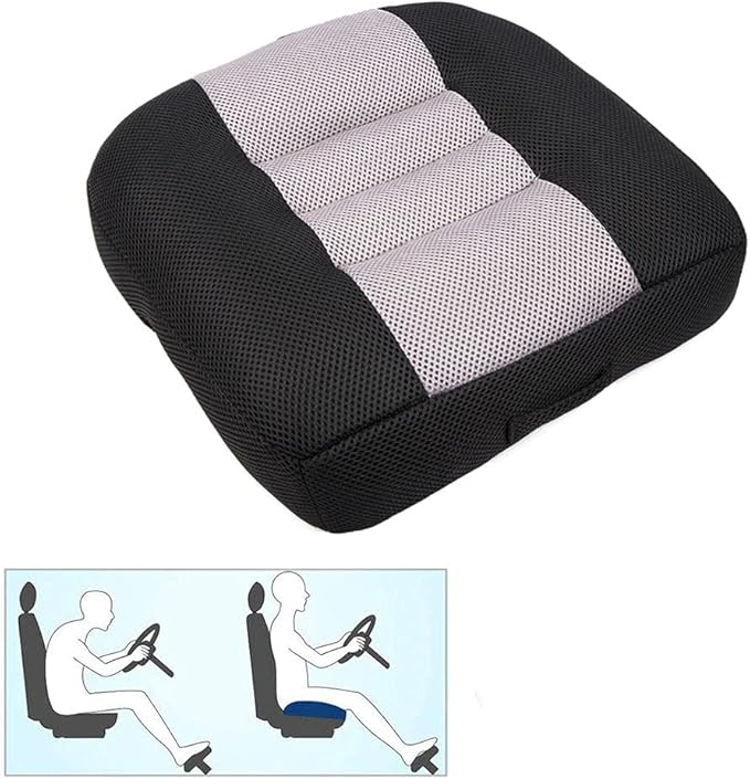 Srutirbo Car Booster Seat Cushion Heightening Height Boost Mat, Breathable Mesh Portable Car Seat Pad Angle Lift Seat for Car, Office,Home (Black)