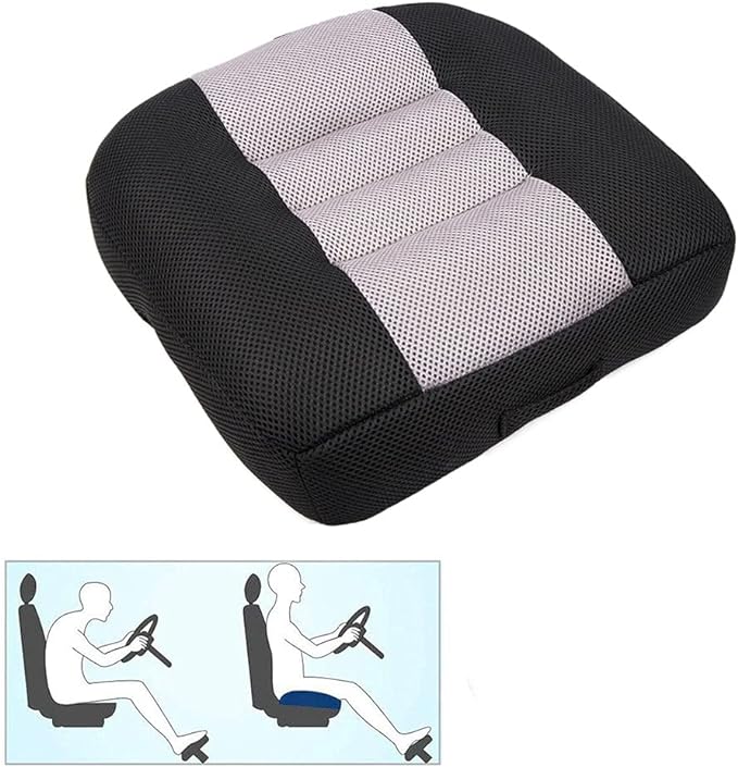 Srutirbo Car Booster Seat Cushion Raise The Height for Short People Driving Hip (Tailbone) and Lower Cack Fatigue Relief Suitable for Trucks, Cars, SUVs, Office Chairs, Wheelchairs (Black and Gray)