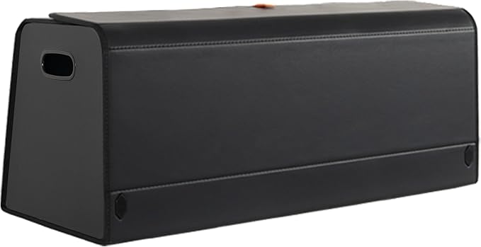 XDV Trunk Organizers, Car Organizers, Storage Solutions, and Car Storage Organizers for SUVs, Sedans, Back Seats, and Luxury Vehicles with Lid, Leather, Small, Large Car shoes box (Plain Black, XXL)