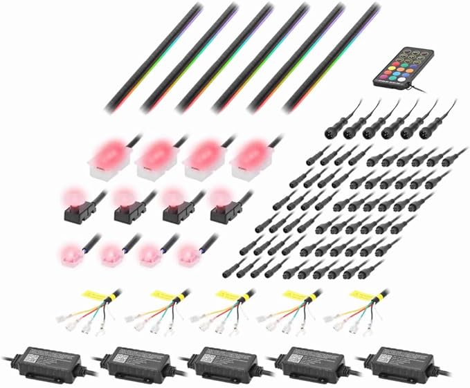 Heise by Metra 18 Piece Complete Ambient Lighting Kit, LED, Chasing Effect, Universal Fit, Interior