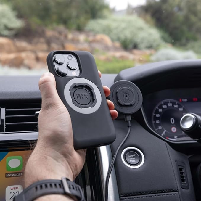Quad Lock Adhesive Dashboard/Console Car Phone Holder Kit with MAG Wireless Charging Head V2 and MAG Phone Case for iPhone 11 Pro