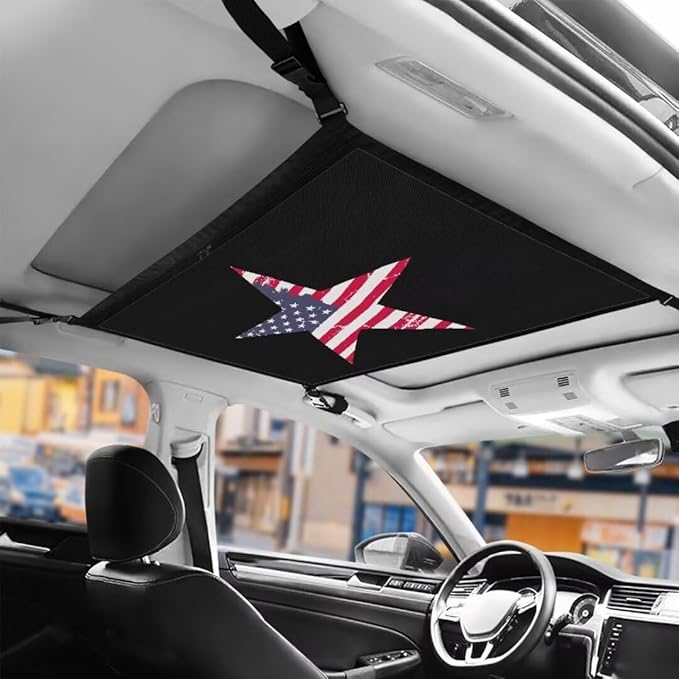 Car Roof Storage Bag American Star Print Car Seat Organizer Roof Storage All Car Storage Organizers Large Capacity Storage for Small Items