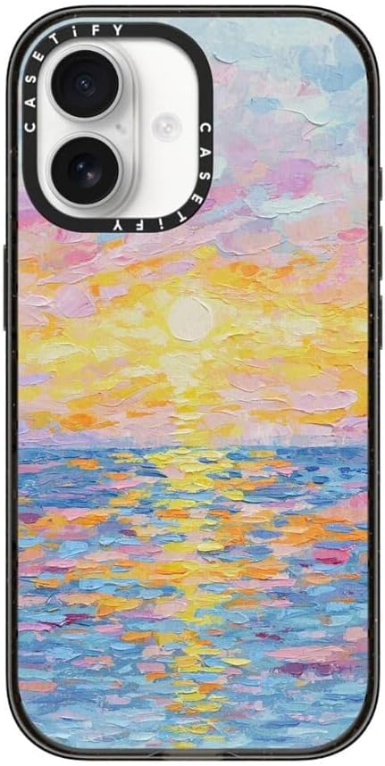 CASETiFY Impact iPhone 17 Case [Slim/Compatible with Magsafe / 8.2 ft. 4X Military Grade Drop Protection] - Frosted Sunset - Clear Black