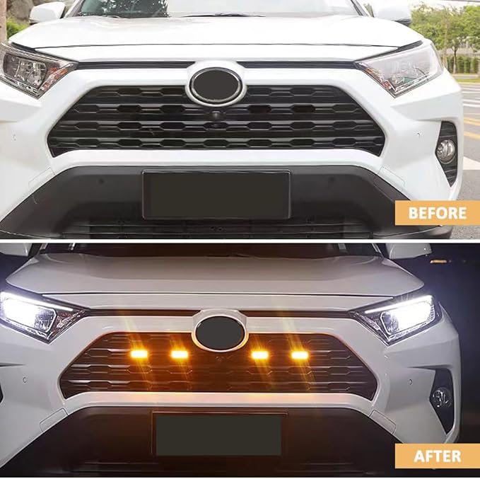 LED Grille Lights Compatible with Toyota RAV4 2019 2020 2021 2022 2023 2024 Front Grille Lights for Rav4 Accessories Hybird LE XLE SE XSE Limited (Amber)