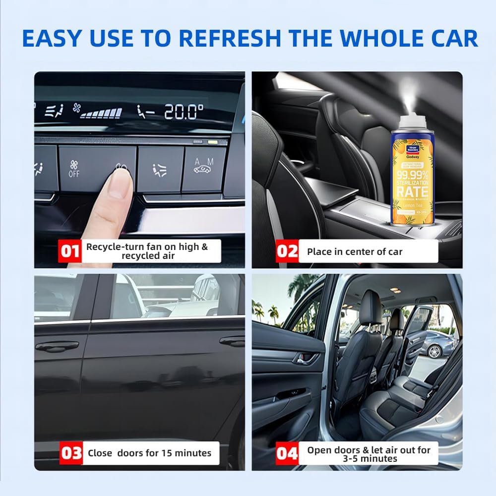Glodway Whole Car Air Refresher Spray,Odor Eliminator Eliminates Strong Vehicle Odors,Cologne Scent + Lemon Scent-6 Ounce Spray Bottle (Plack of 2)
