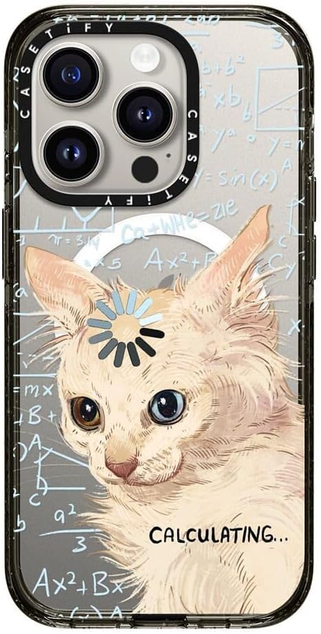 CASETiFY Impact iPhone 15 Pro Case [4X Military Grade Drop Tested / 8.2ft Drop Protection/Compatible with Magsafe] - Cat Prints - Calculating... - Clear Black