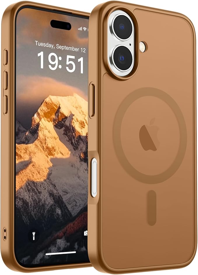 SUPFINE Magnetic for iPhone 17 Case (Compatible with MagSafe)(Military Grade Drop Protection) Translucent Matte Shockproof with Anti-Fingerprint Phone Cover 2025,Brown
