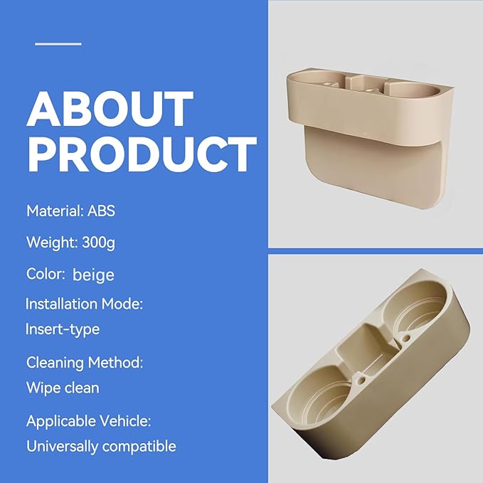Car Cup Holder Cup Holder for Car Seat Cup Holder for Car Multifunctional Portable Console Side Pocket Car Seat Gap Filler Organizer Vehicle Seat Cup Cell Phone Drink Holder Storage Box (Beige)