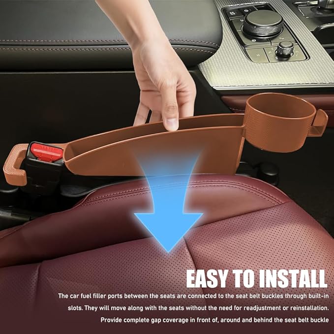 2PCS Car Seat Gap Filler Organizer, Console Side Organizer, Seats Gap Organizer with Phone Holder, Multifunctional Car Seat Filler Gap Space Prevents Things Dropping for Most Vehicles (Orange)
