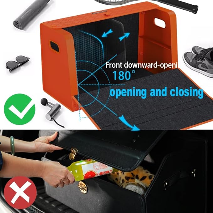 GMQ Car Trunk Organizer for SUV,Car Organizers and Storage with Collapsible Storage, Large Capacity for SUV, Truck, MPV (Carbon Black, L-21.5 * 13 * 12.5IN)