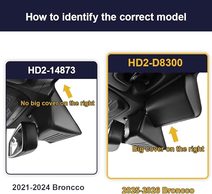 Fitcamx 4K Dash Cam Suitable for Ford Bronco 2025-2026 & Bronco Rapor (HD2-D8300), OEM Factory Look, 2160P UHD Video, Built-in WiFi & APP, Loop Recording, Collision Detction, Plug & Play, 64GB Card