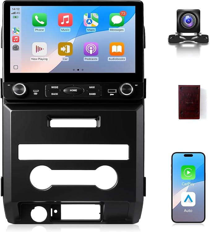8 Core 4GB+64GB Car Stereo for Ford F150 2009 2010 2011 2012, Wireless CarPlay Android Auto Radio,10.2" Touchscreen, with Button, FM DRS/DSP/SWC/GPS Navigation/5G WiFi/Backup Camera/MIC