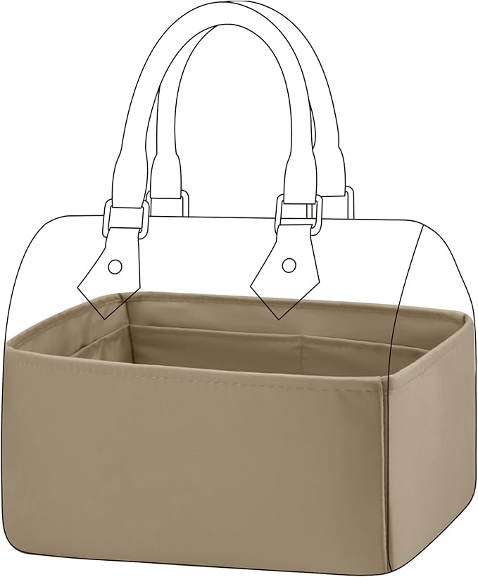 DGAZ Silk Purse Organizer Insert Fits LV Speedy 16/20/25/30/35/45 bags，Silky Smooth Bag Organizer，Luxury Handbag & Tote Shaper（Etoupe grey，SP25）