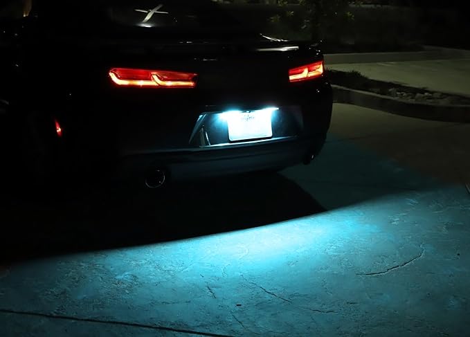 iJDMTOY Ice Blue Full LED License Plate Light Kit Compatible With Chevrolet 2014-24 Camaro, 2013-15 Malibu, 2011-15 Volt, 2016-up Cruze, 18-SMD Aqua LED & Can-bus Error Free