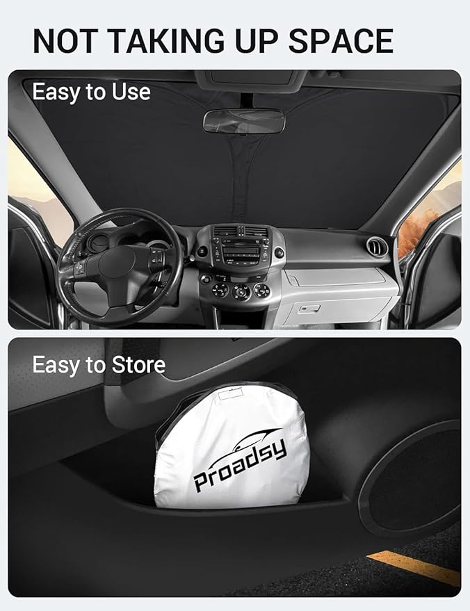 Proadsy 2026 Upgrade Front Windshield Sun Shade Foldable Sunshade Protector Custom Fit 2006-2012 RAV4 SUV Crossover, LE XLE Premium Limited XSE Hybrid Adventure Accessories