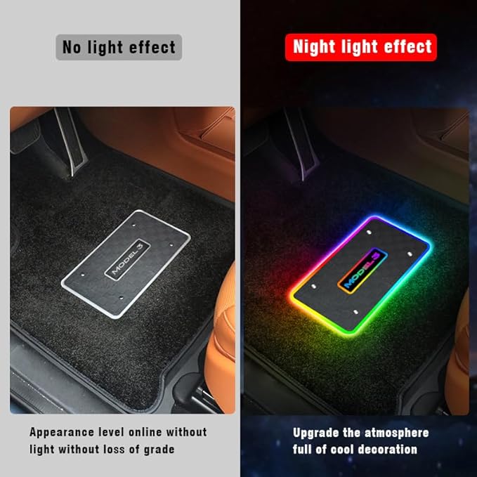 Car Floor Mats Lights for Tesla Model 3 Y Luminous Ambient Neon Lighting Kits, Interior Car Lights Floor Mats for Model Y/3 Cars Decor Atmosphere RGB Lamp Accessories Tesla Ambient Lamp