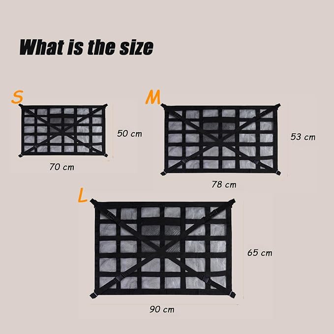 Overhead Car Organizer, Compatible with Ford F-150 XL/Raptor 2010-2025 Car Roof Storage Net Universal Car Ceiling Storage for Camping Storage Bag,Beige-Small