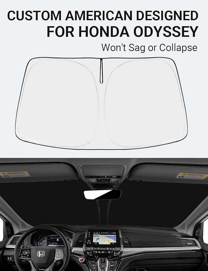 Proadsy Windshield Sun Shade for Honda Odyssey 2018-2025 2026 LX,EX,EX-L,Touring,Elite Minivan 4-Layer Foldable Front Sunshade Protector Sun Visor Blocks UV Rays Keep Car Cooler Accessories