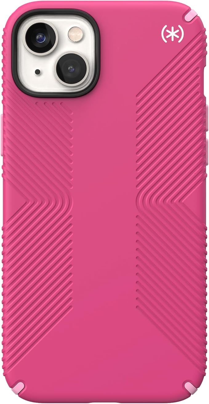 Speck iPhone 14 Plus Case - Drop Protection, Scratch Resistant, Dual Layer Slim Phone Case for 6.7 Inch iPhones 14 Plus - Built for MagSafe - Presidio2 Grip - Digital Pink/Blossom Pink/White