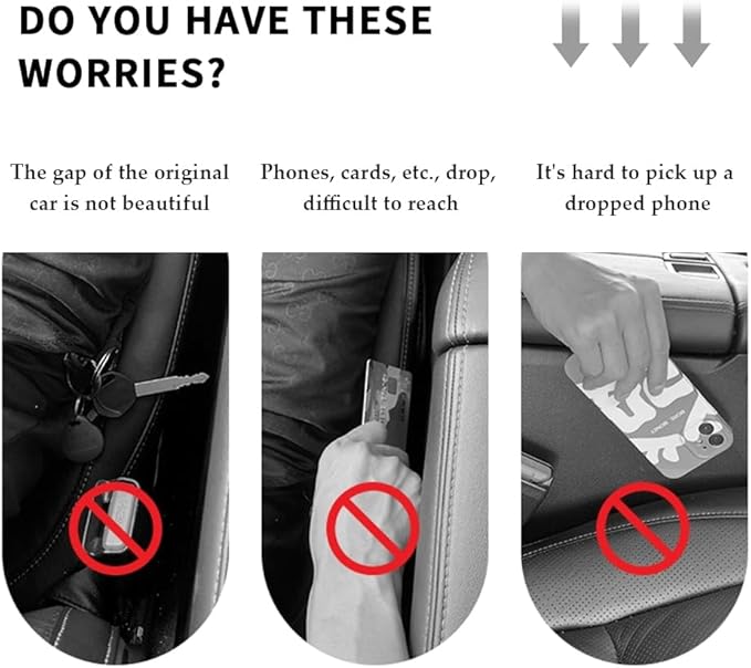 KIFIDAN 2PCS Car Seat Gap Filler,Flexible Seat Gap Organizer Between Seats for Tightly Filling Seat Gaps,Universal Car Side Seat Gap Filler Interior Car Accessories for Women & Men (Red)
