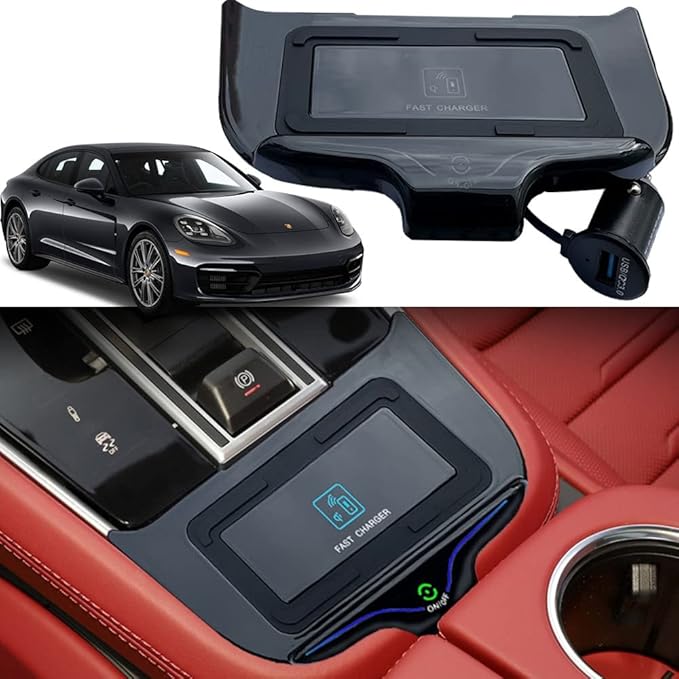 Wireless Car Charger for Porsche Panamera Executive Sport Turismo Turbo S E-Hybrid 2017-2023, 15W Fast Charging Phone Charger Pad for Porsche Panamera 4/4S/4 E-Hybrid/4S E-Hybrid/GTS/Turbo S