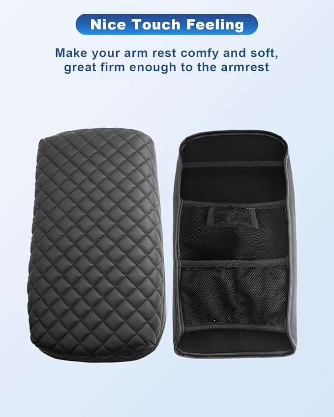 CDEFG for 2024 2025 2026 Chevy Blazer EV Center Console Cover for 2024 2025 2026 Chevrolet Blazer EV LT/RS Accessories Armrest Cover Middle Console Pad Arm Rest Cushion (Black Thick)