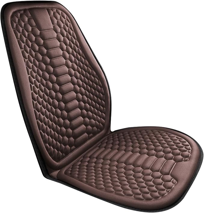 Car Seat Cushion Front Seat, Breathable Lumbar Support Car Seat Cushion for Long Sitting, Non-Slip Car Seat Pad (Coffee)