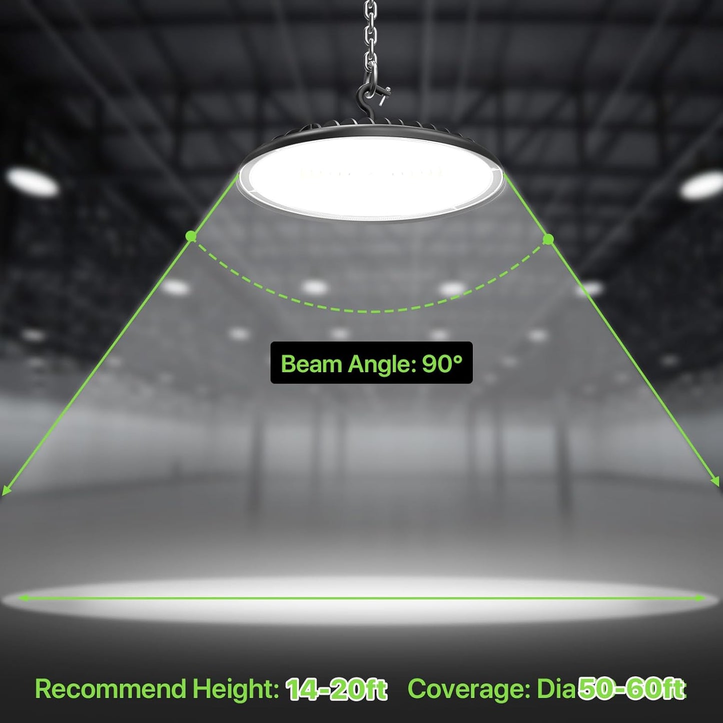 LED High Bay Light 200W, 28000LM 5000K UFO High Bay LED Light with US Plug, Hanging Hook, IP65 Waterproof Commercial Bay Lighting for Barn, Warehouse, Factory ETL Listed