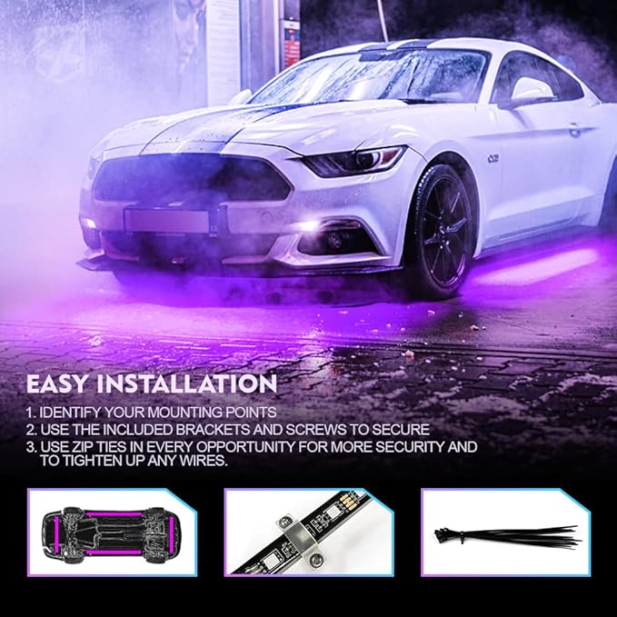 Underglow LED Lights for Cars, Xprite 4 PCS Aluminum Car Underglow Kit with Bluetooth & Wireless Remote Control, 12V 252 LEDs Car Lights Exterior Underbody Strips for Trucks SUV Vans