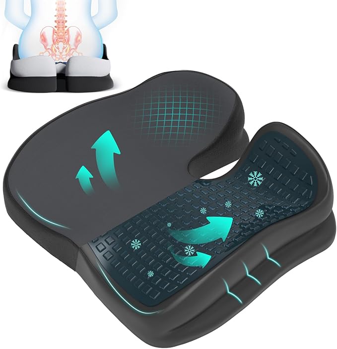 Seat Cushions for Office Chairs Wheelchair Cushion for Long Sitting Back Pain，Memory Foam Seat Car Computer Desk Chair Cushion，Coccyx Cushion for Tailbone Pain Relief Cushion Office Chair Charcoal