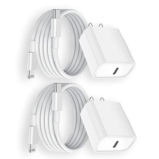 iPhone Fast Charger,Fast Charger iPhone 2Pack 20W PD USB C Wall Charger Type C Power Adapter Lightning Cable Cord Fast Charging Plug Apple Chargers for iPhone 14 Pro/13/12 Pro Max/XS/XR/X/8/SE/iPad